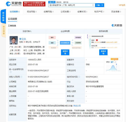 恒大新能源汽車成立兩家新公司，注冊資本總計15億元，深耕信息技術咨詢服務